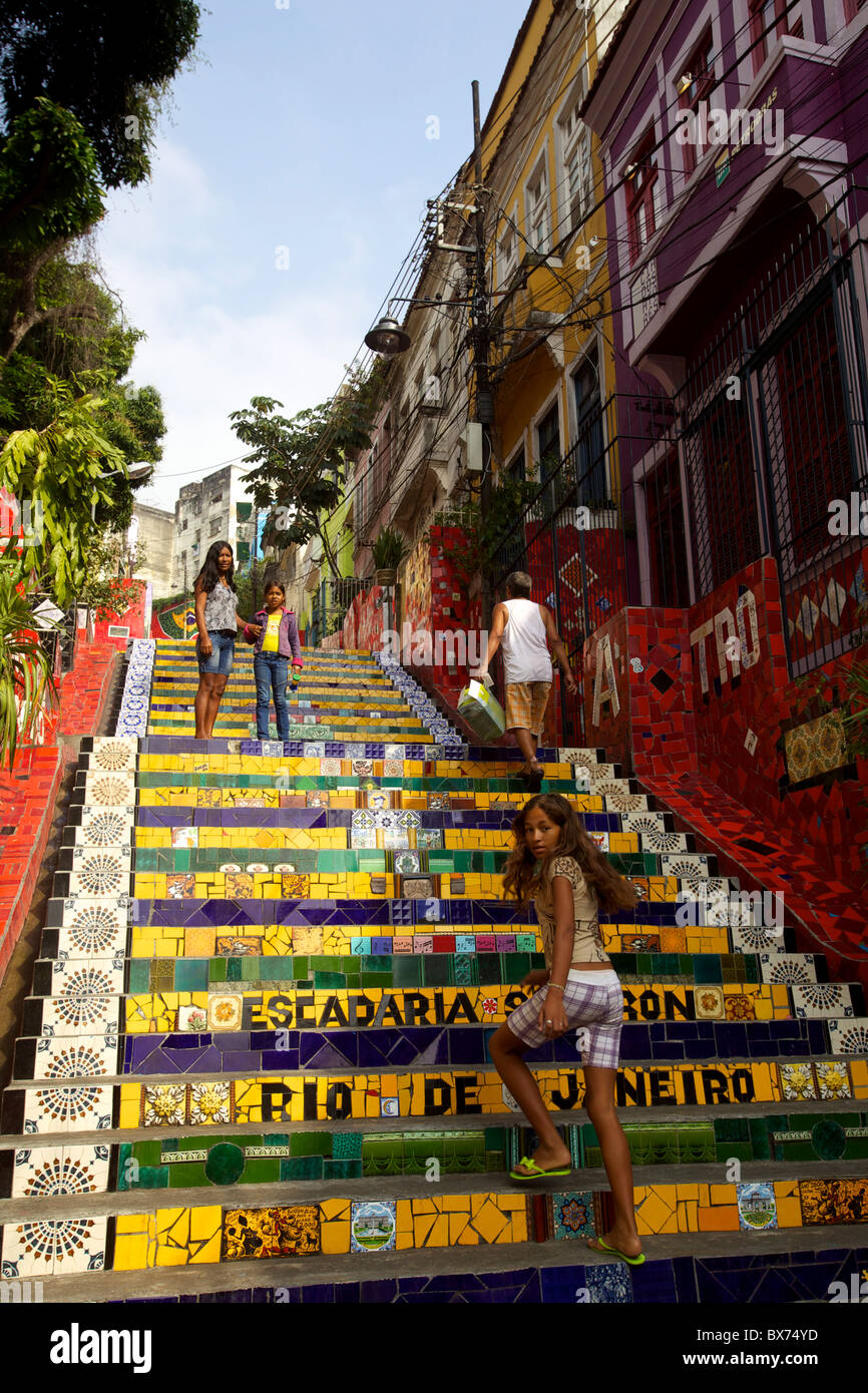 Jorge Escadaria Selaron in Rio de Janeiro, Brasile, Sud America Foto Stock