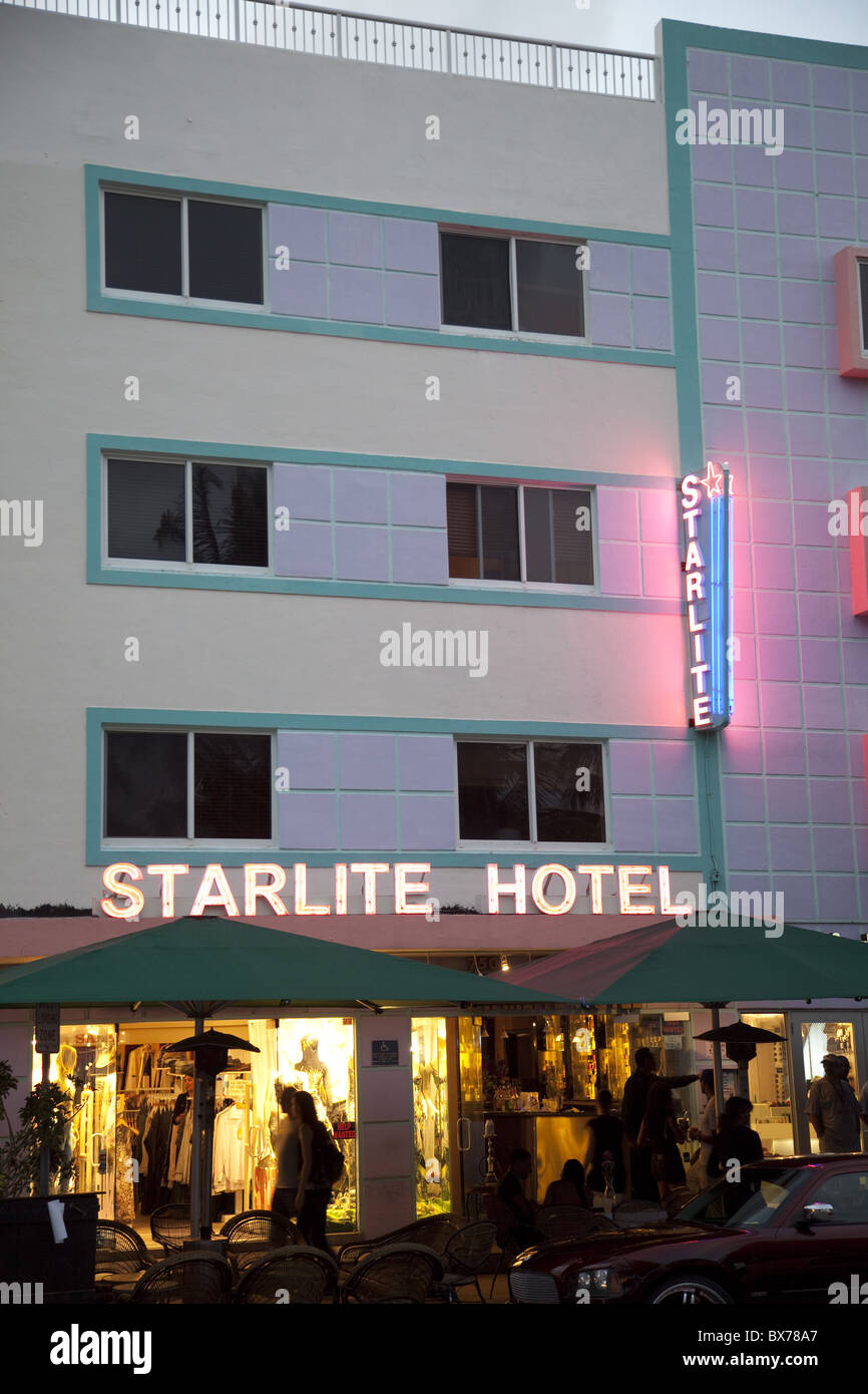 Starlite Hotel, un edificio art deco di South Beach, Miami, Florida, Stati Uniti d'America, America del Nord Foto Stock