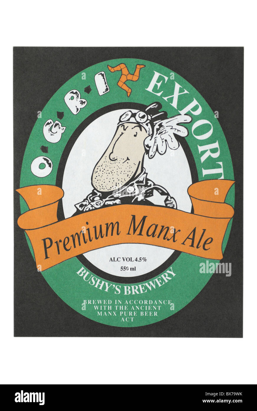 Folte's Brewery Ogri esportazione Manx Premium Ale Etichetta flacone - tardo ventesimo / inizio ventunesimo secolo. Foto Stock