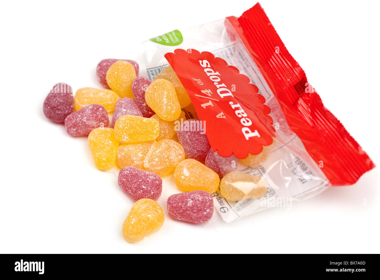 Un sacchetto da un quarto di chili di dolci a goccia di pera Foto Stock