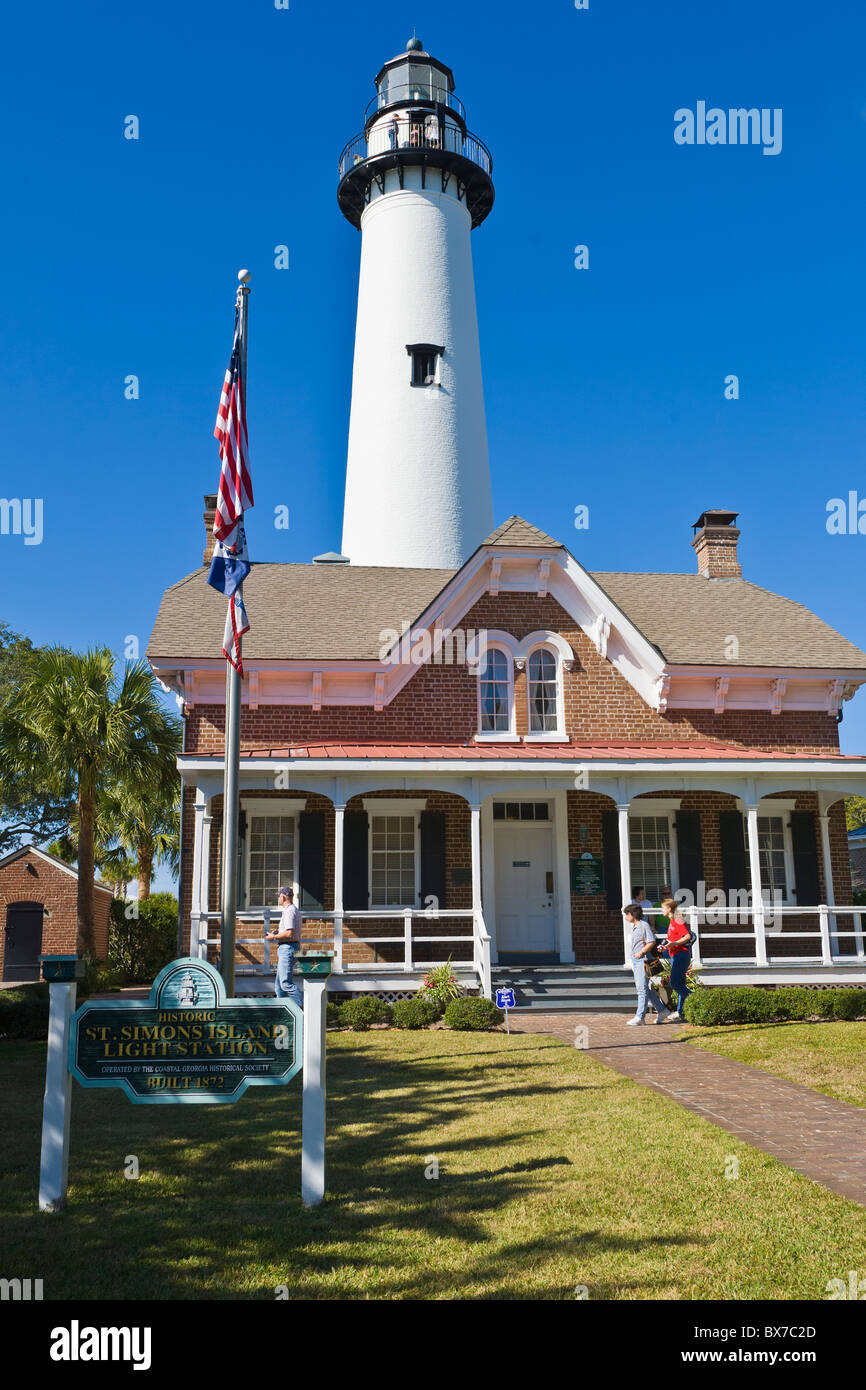 La storica St Simons Stationon luce St Simons Island Georgia Foto Stock