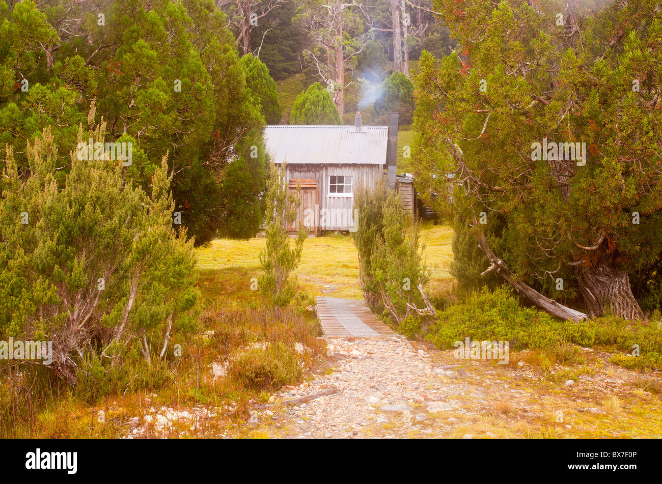 Montare Kate casa vicino lago colomba e Ronny insenature in Cradle Mountain Lake St Clair National Park, la Tasmania Foto Stock