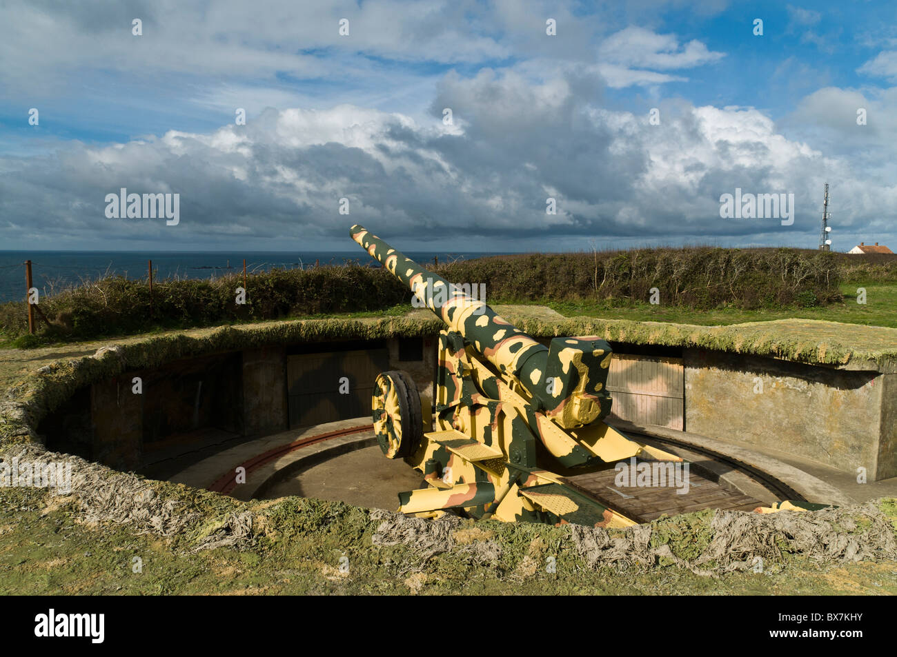 dh Pleinmont TORTEVAL GUERNSEY seconda guerra mondiale pistola navale tedesca empplacement Hitlers Atlantic Wall canale isole cannoniere occupazione isola Foto Stock