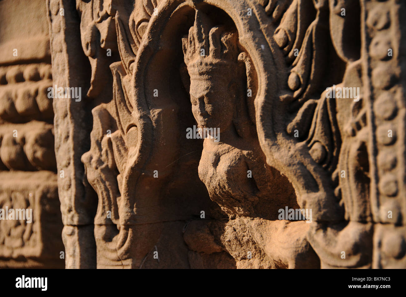 Un Buddista sollievo al tempio Bayon in Angkor Foto Stock
