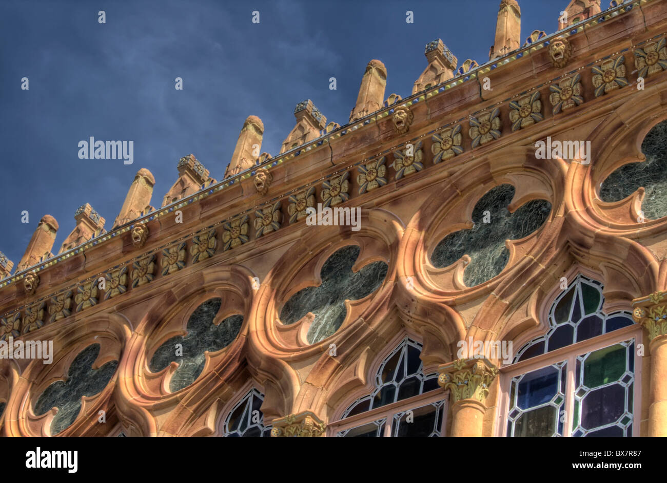 Primo piano del dettaglio sul lato ovest di Ca d'Zan, John e Mable Ringling inverno del mansion di Sarasota in Florida. Foto Stock