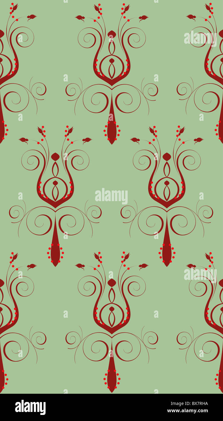 Illustrazione Vettoriale di sfondo senza giunture. Rosso Verde fiore astratto Foto Stock
