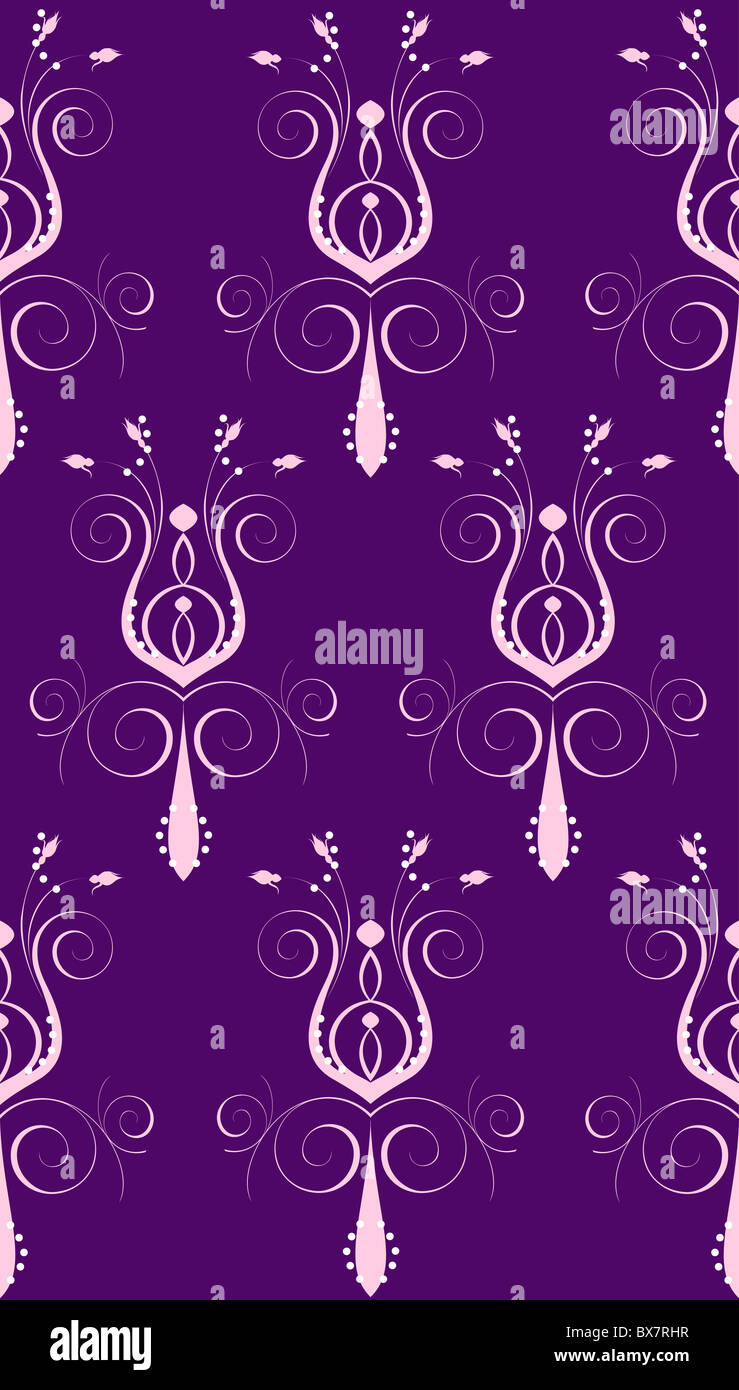 Illustrazione Vettoriale di sfondo senza giunture. Purple Rosa fiore astratto Foto Stock