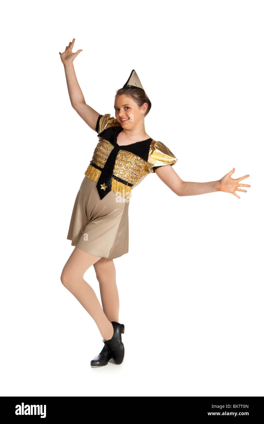 Giovane ragazza in un 1940s swing / jazz Candyman costume di danza Foto Stock