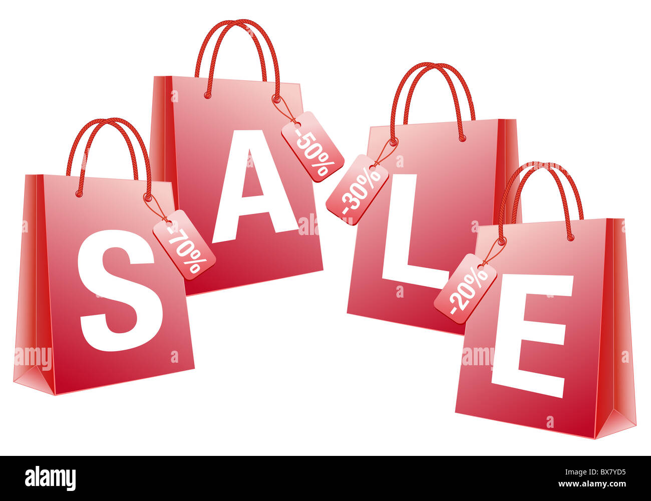 Vendita con red borse per lo shopping, sfondo vettoriale Foto Stock