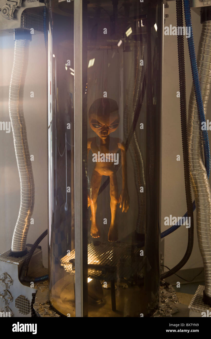 Alien display interno l'International UFO Museum e il centro di ricerca a Roswell, New Mexico, Foto Stock