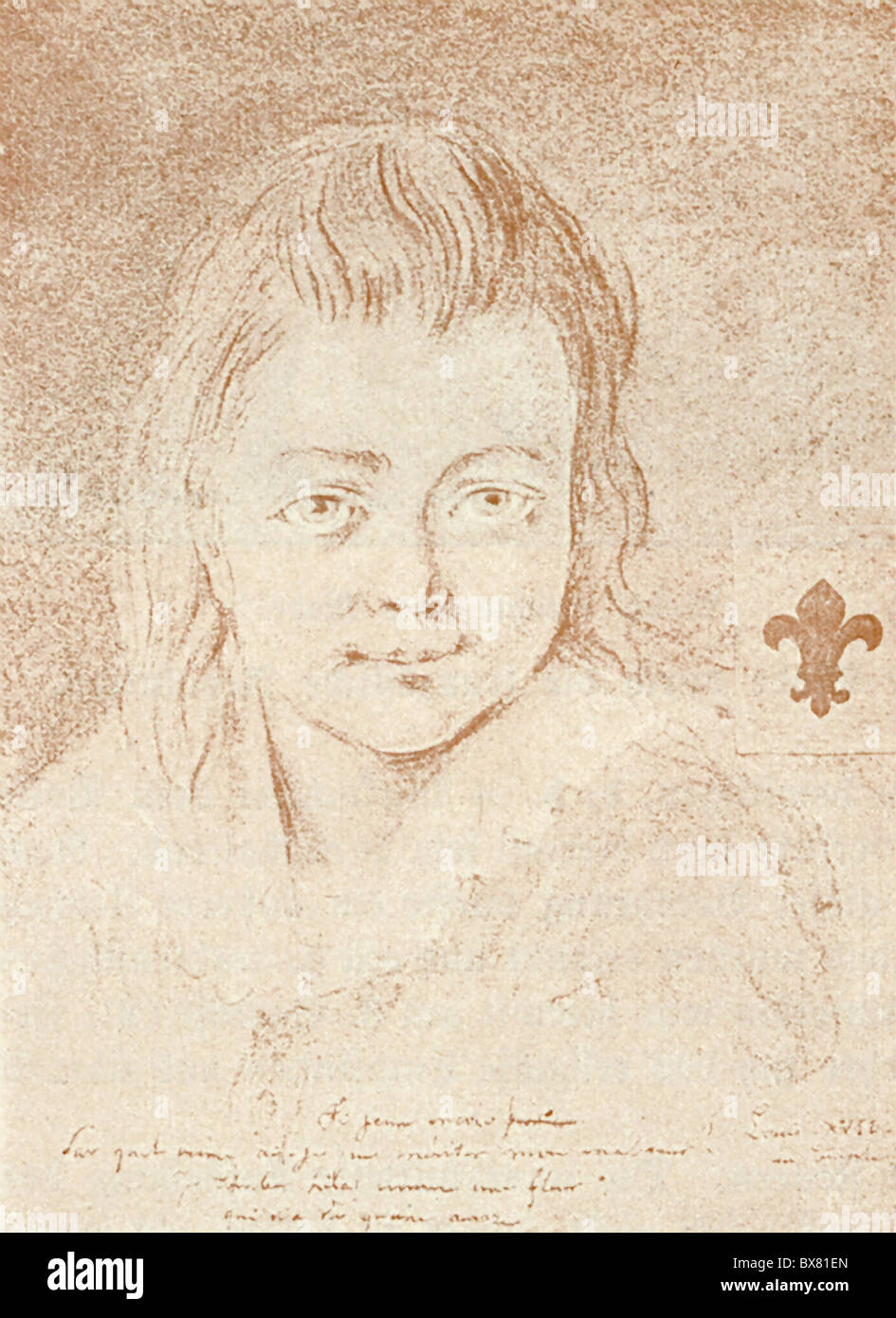 Questo disegno di Louis XVII, fatta nel tempio dove i royals sono stati detenuti nella Rivoluzione francese è accreditato ad una Guardia Nazionale. Foto Stock