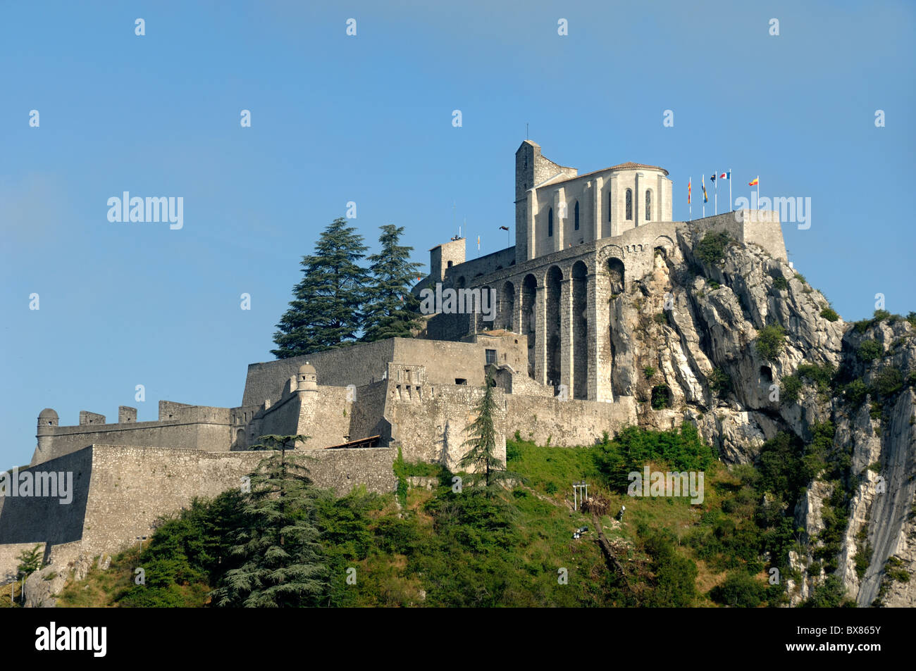 Cittadella medioevale, Fort o castello, Sisteron, Alpes-de-Haute-Provence, Francia Foto Stock