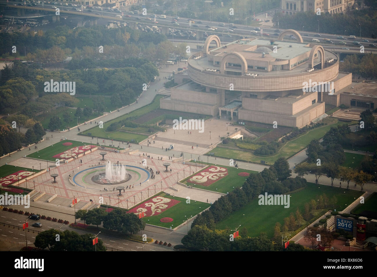 Cina Shanghai vista aerea di Renmin Square e il museo di Shanghai Foto Stock