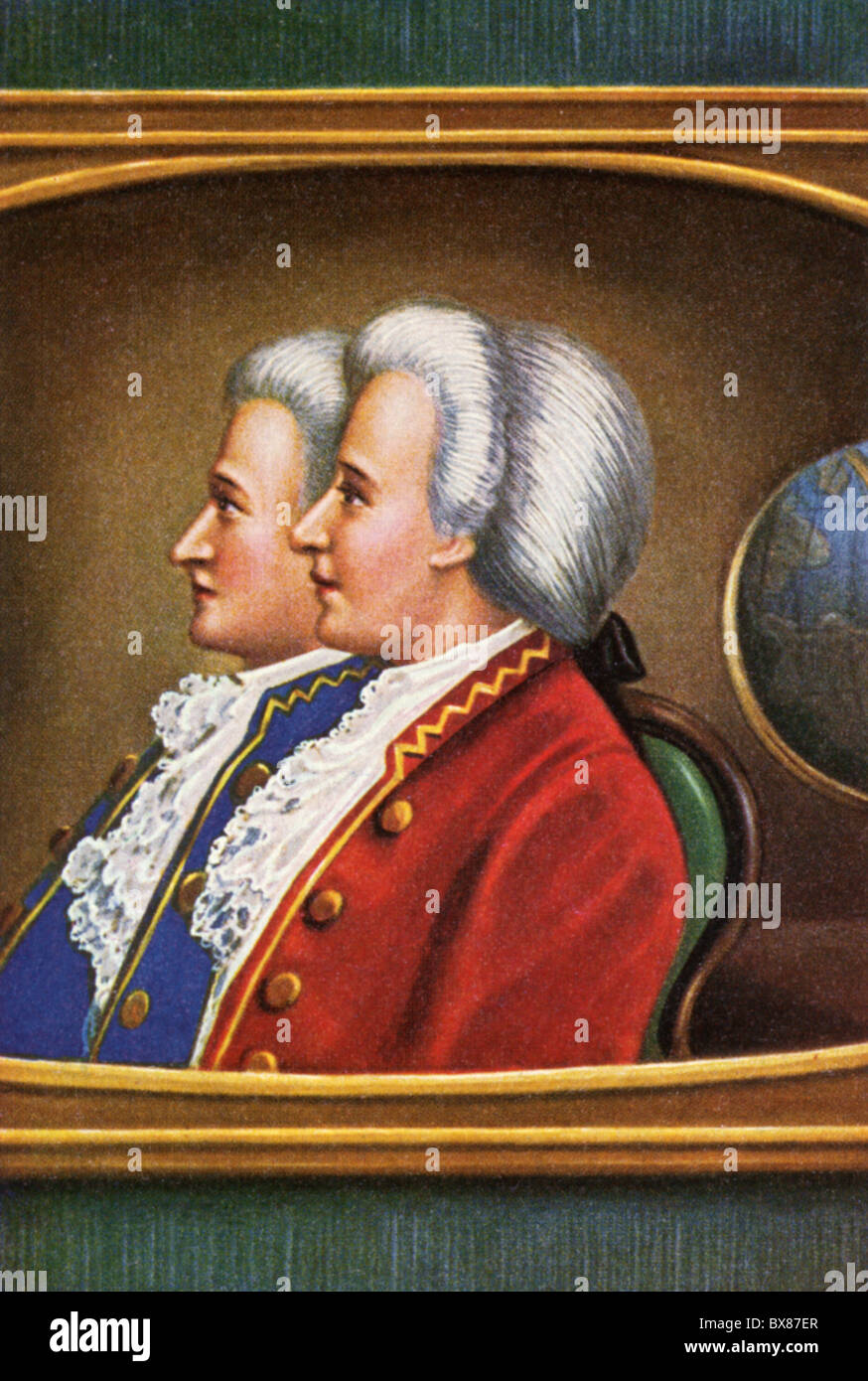 Montgolfier, Joseph Michel (26.8.1740 - 26.6.1810) e Jacques Etienne (6.1.1745 - 2.8.1799), inventori francesi, doppio ritratto, Foto Stock