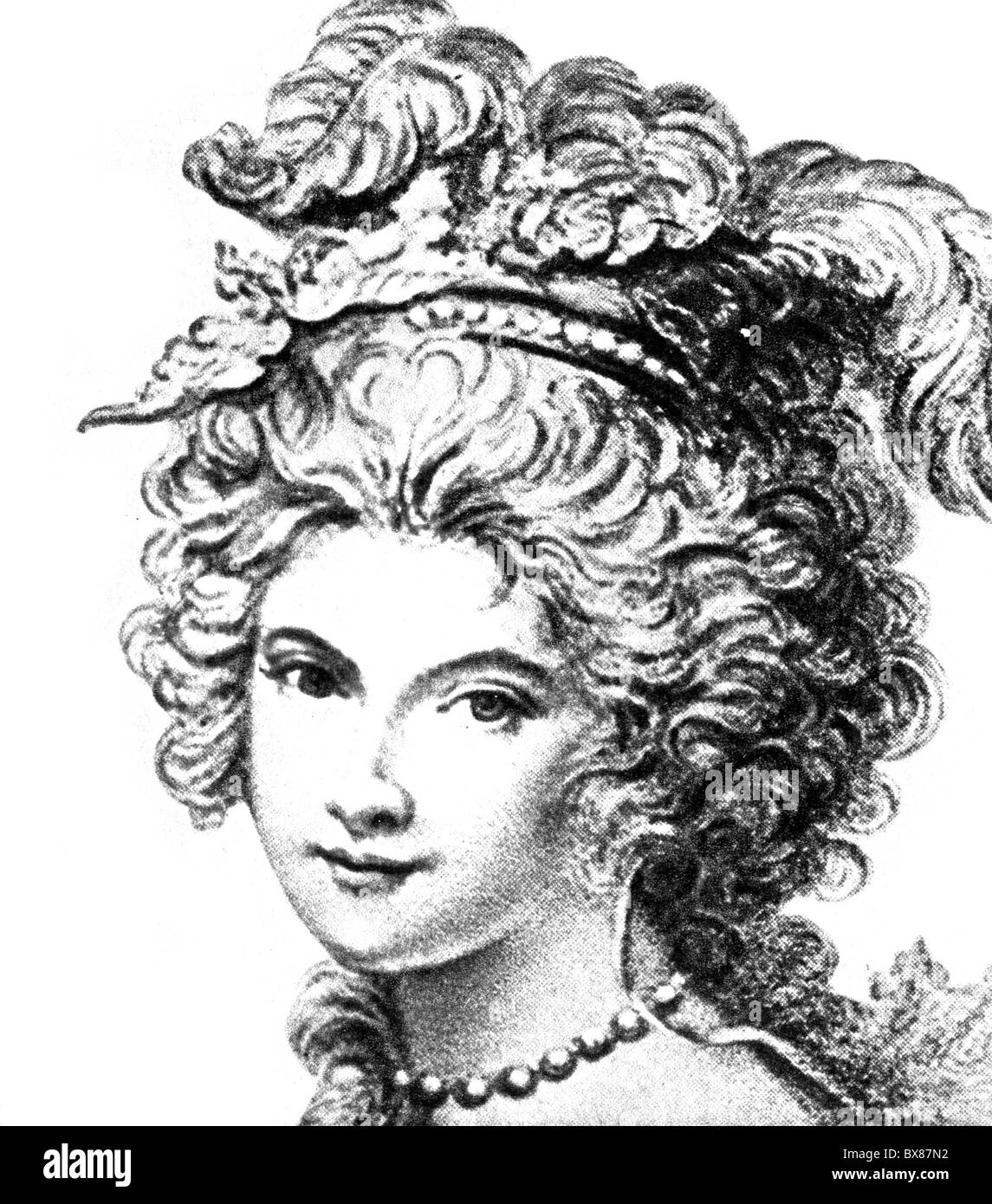 Caroline, 1.3.1683 - 1.12.1737, regina consorte di Gran Bretagna 11.6.1727 - 1.12.1737, ritratto, incisione su rame, XVIII secolo , artista del diritto d'autore non deve essere cancellata Foto Stock