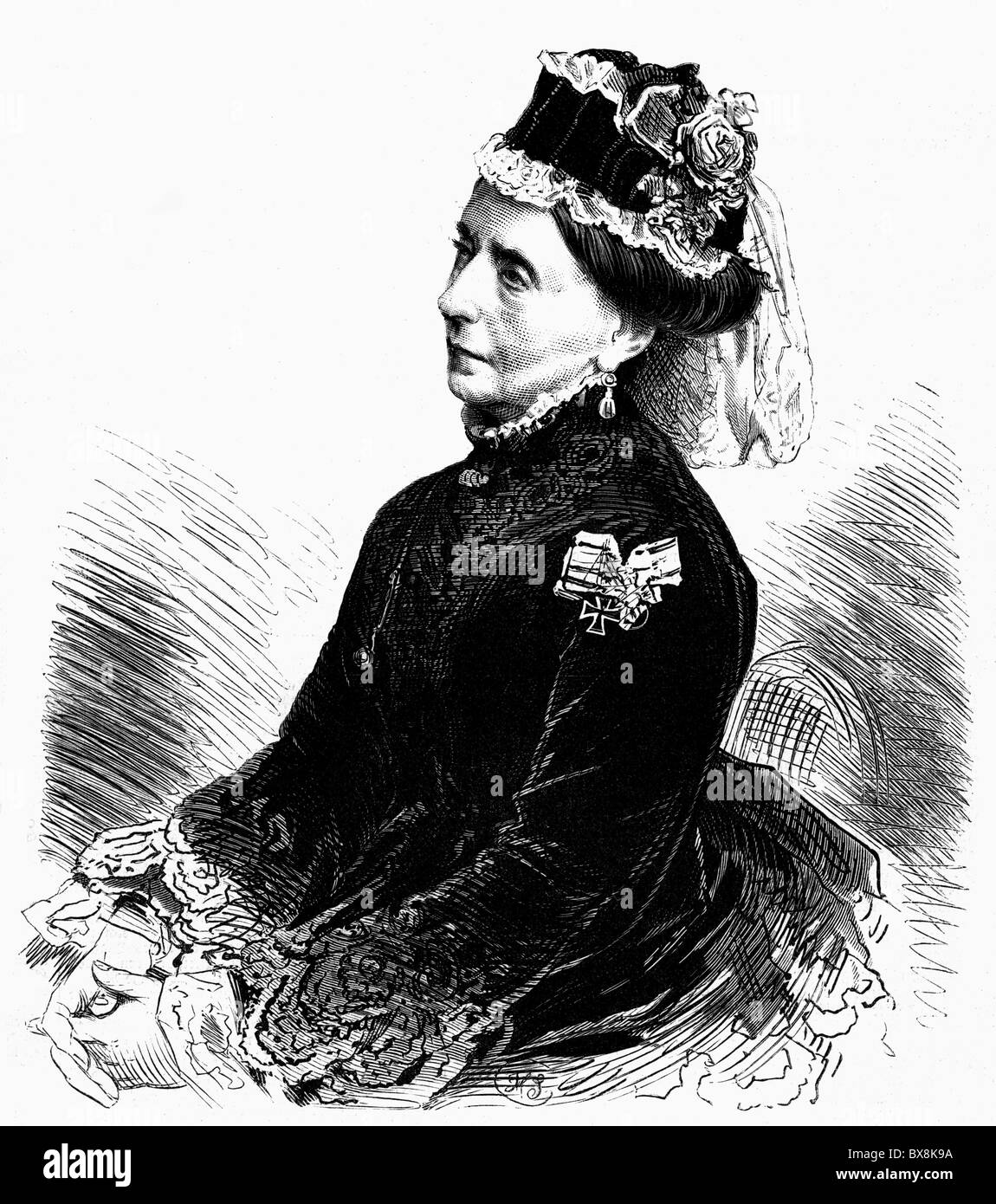 Marie, 3.2.1808 - 18.1.1877, Principessa di Sassonia-Weimar-Eisenach, ritratto, incisione in legno, 1877, Foto Stock