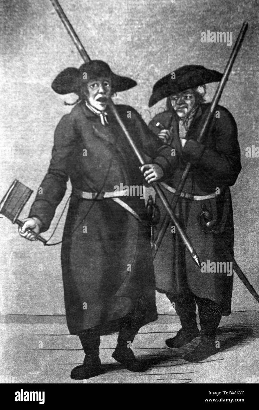 Persone, professioni, guardiano notturno, orologio di Amburgo, disegno, 1808, diritti aggiuntivi-clearences-non disponibile Foto Stock