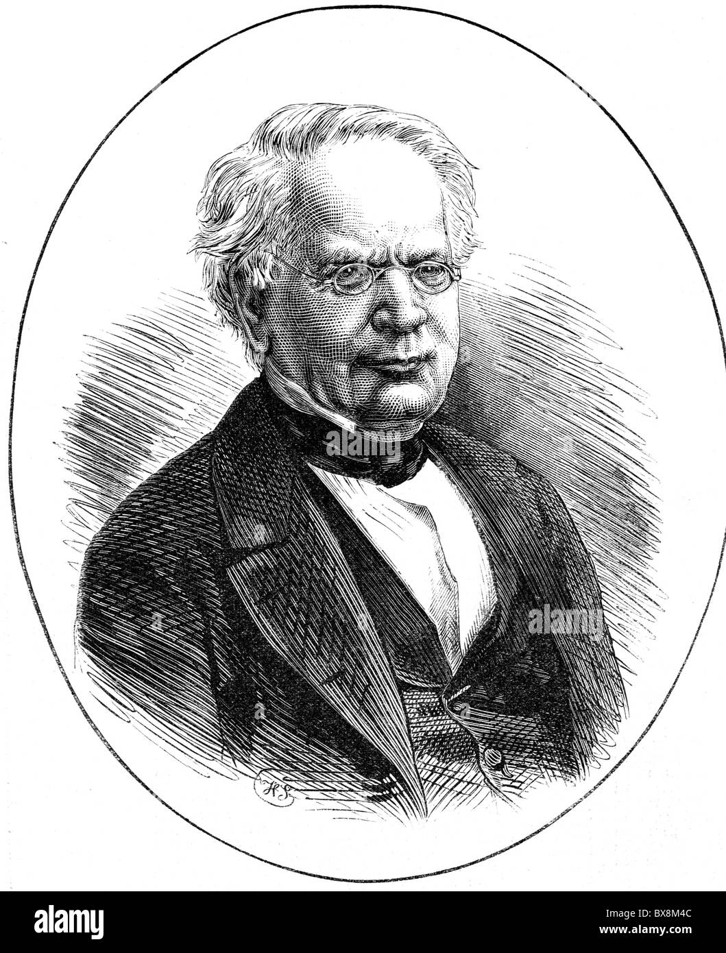 Moerikofer, Johann Kaspar, 11.10.1799 - 17.10.1877, teologo svizzero, ritratto, pubblicato nel 1877, Foto Stock