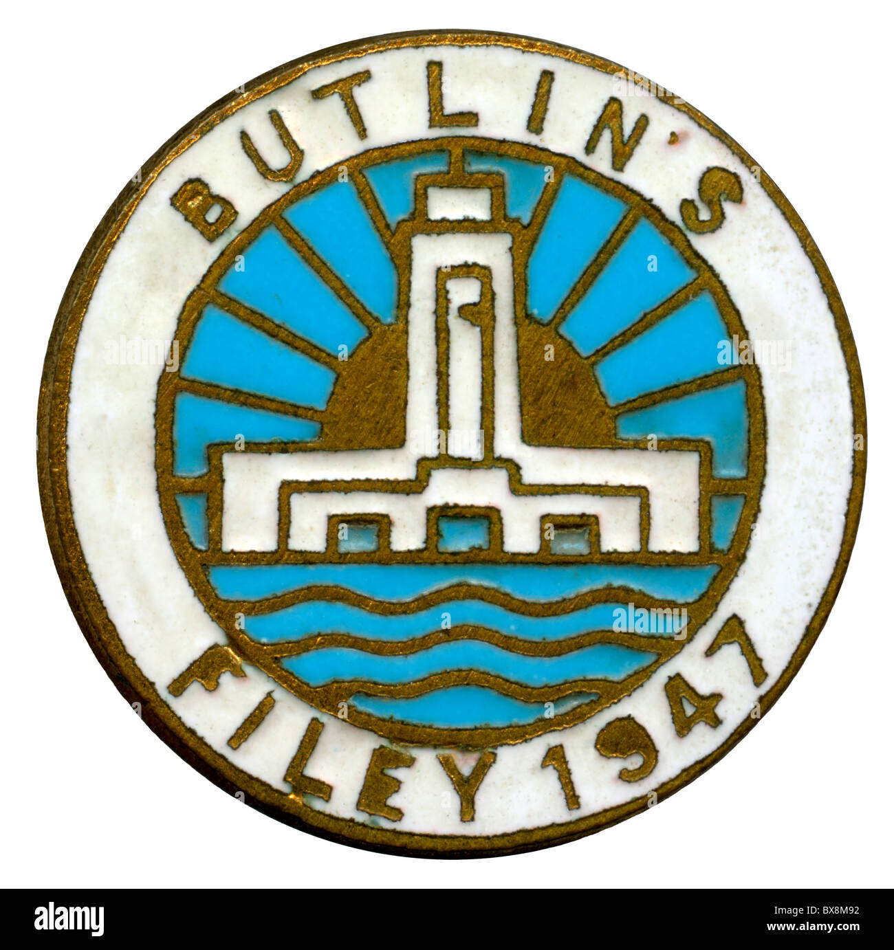 Butlin's Filey holiday camp di smalto badge pulsante 1947 Foto Stock