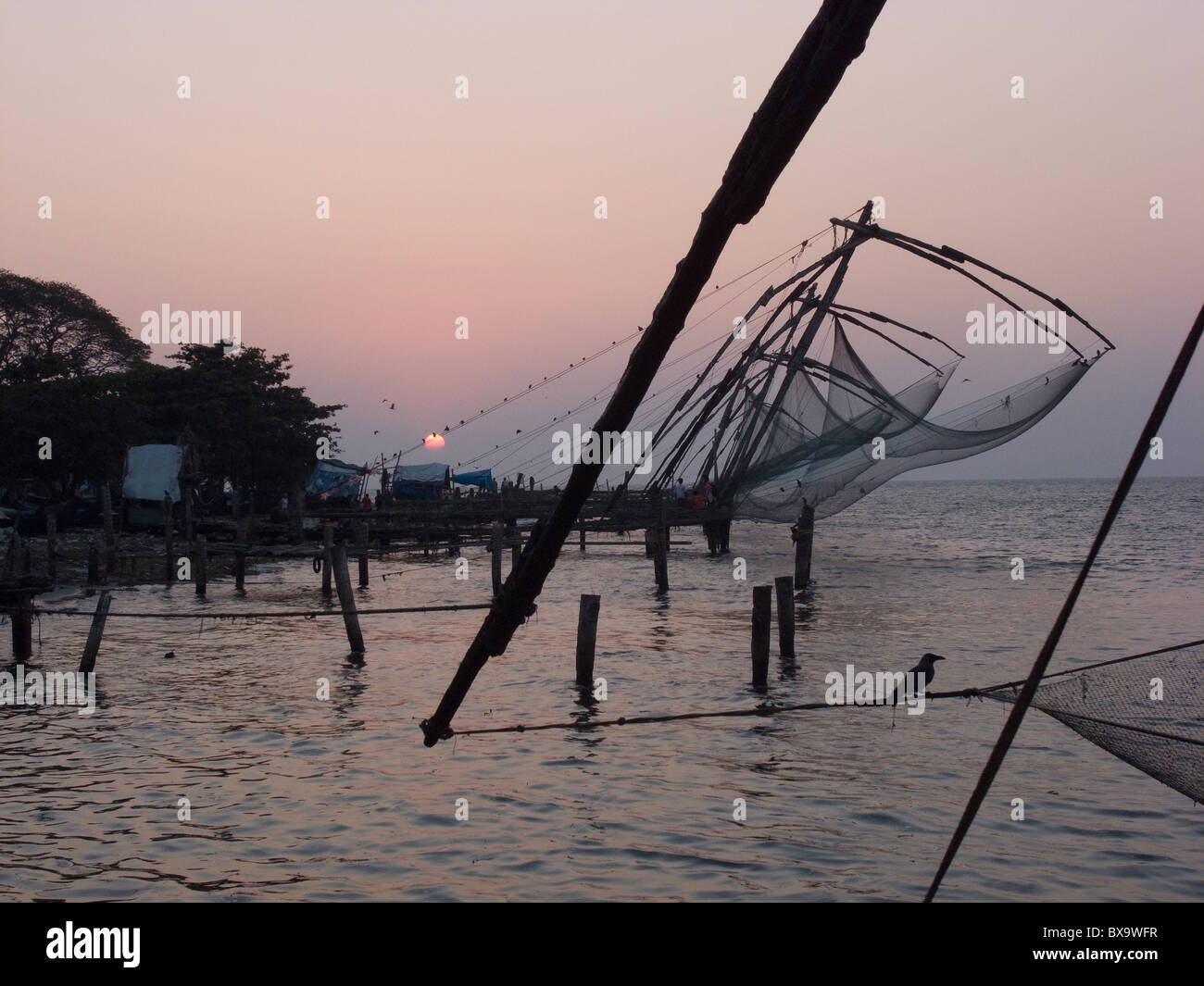 Cinese di reti da pesca Cochin Foto Stock