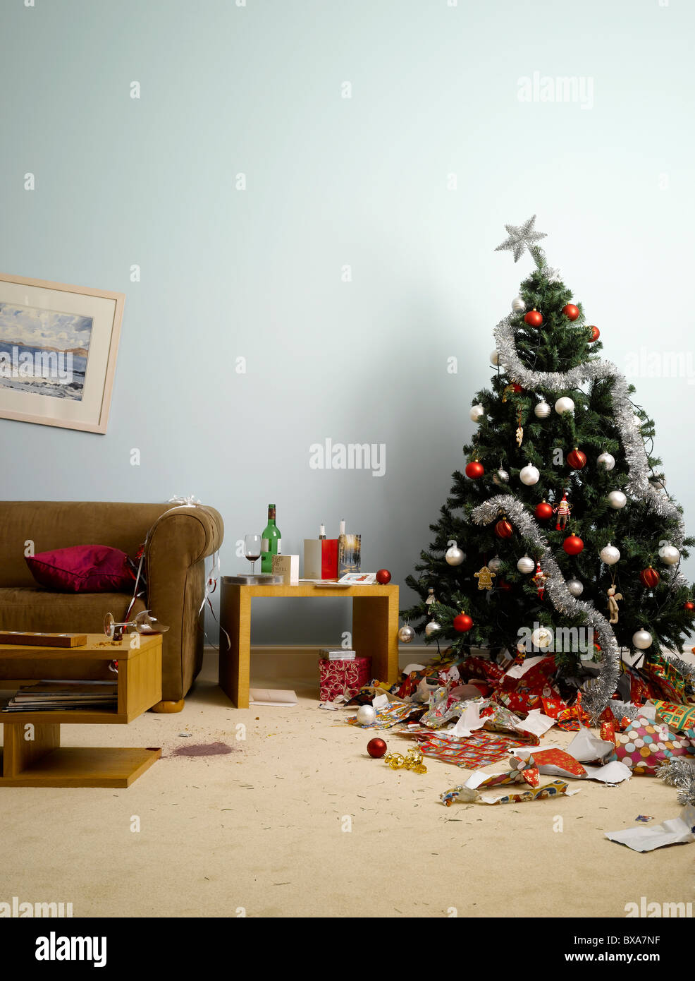 Un Natale di soggiorno la notte dopo una festa selvaggia Foto Stock