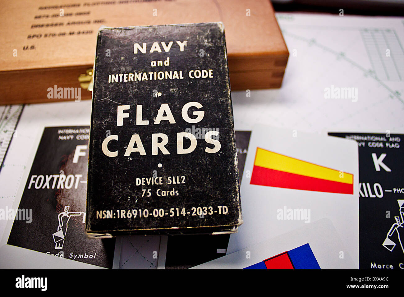 Bandiera navale carte su sfondo nautico Foto Stock