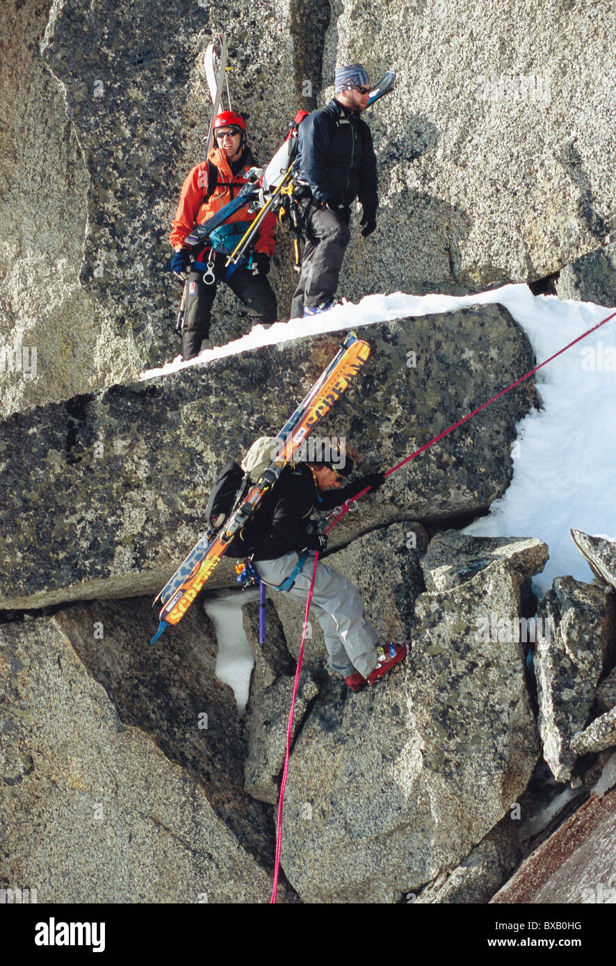 Telemark arrampicata su roccia Foto Stock