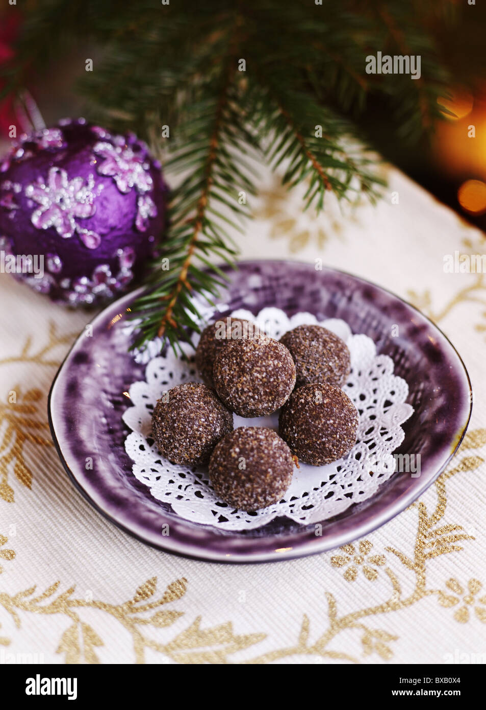 Caramella di Natale sulla piastra Foto Stock