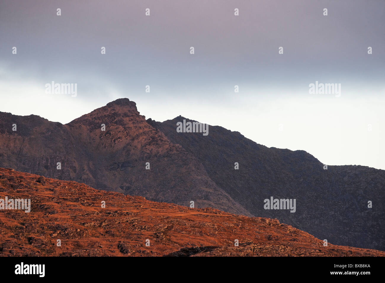Montagna cresta in del Macgillycuddy Reeks, nella contea di kerry, munster, irlanda. Foto Stock