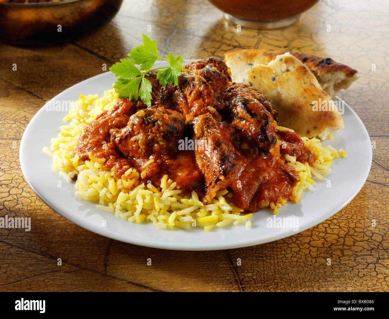 Pollo Tikka Masala curry & Riso, cibo indiano ricetta immagini, foto e immagini Foto Stock