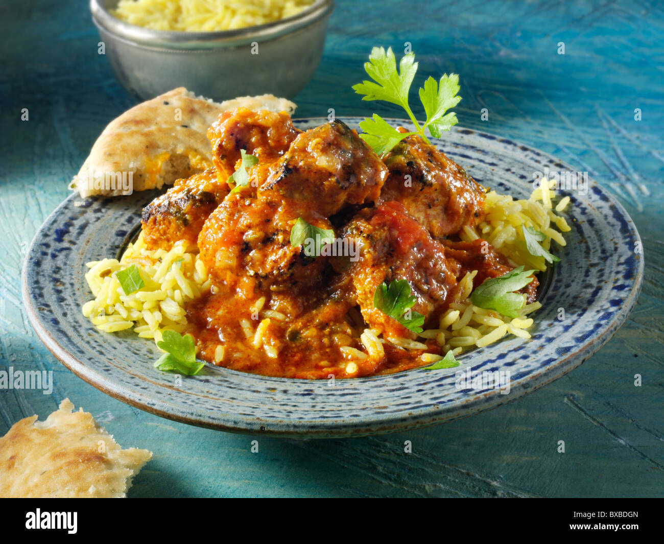Pollo al curry Dopiaza & Riso, cibo indiano ricetta immagini, foto e immagini Foto Stock