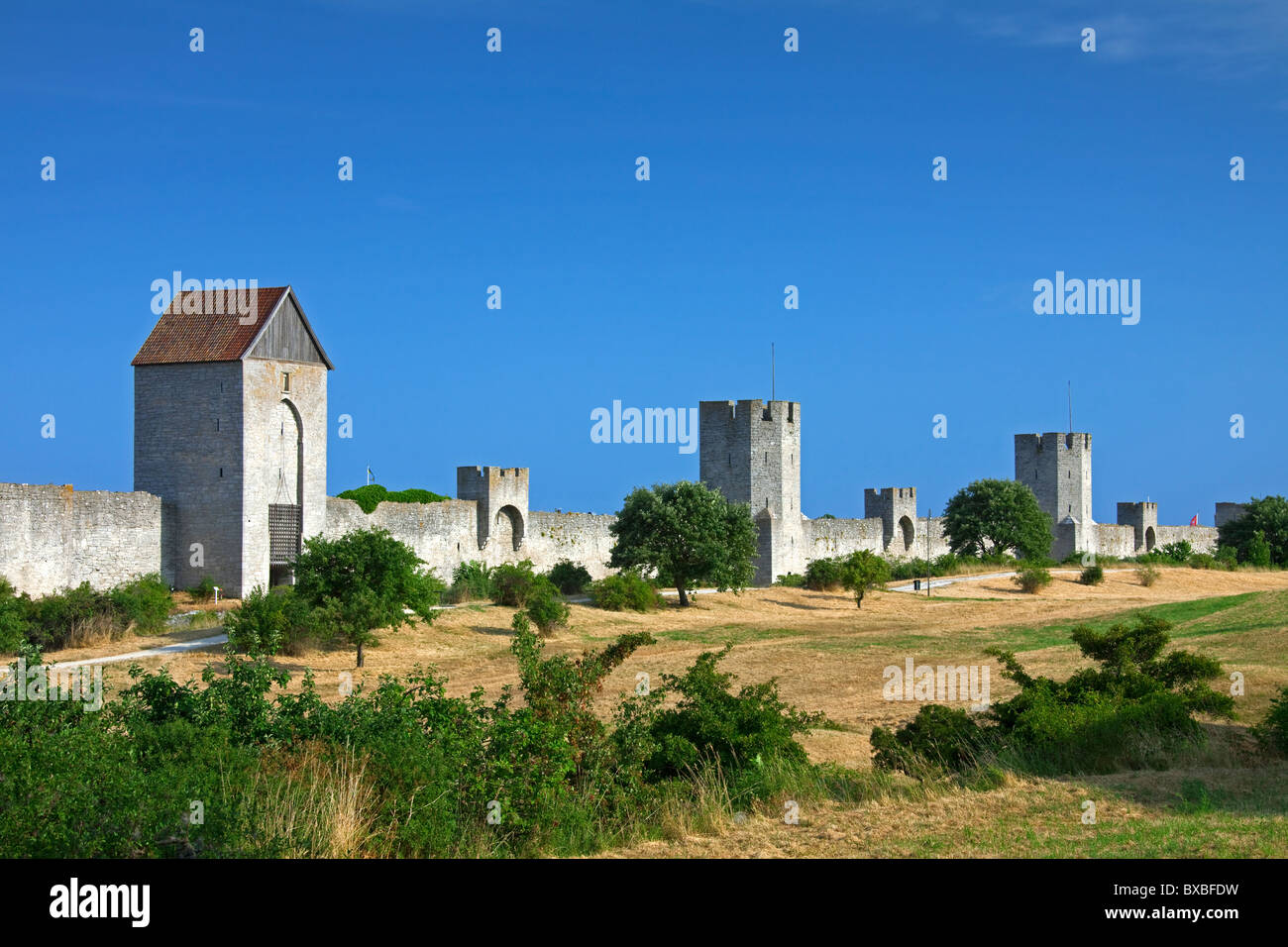 Il Ringmuren / parete ad anello a Visby, isola di Gotland, Svezia Foto Stock