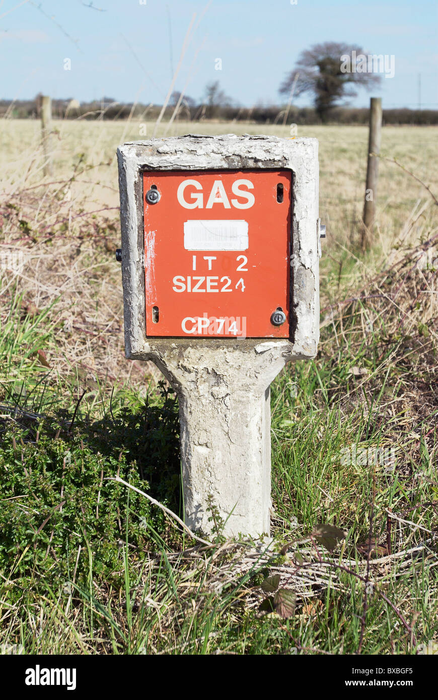 La posizione della linea di gas nella campagna del Suffolk REGNO UNITO Foto Stock