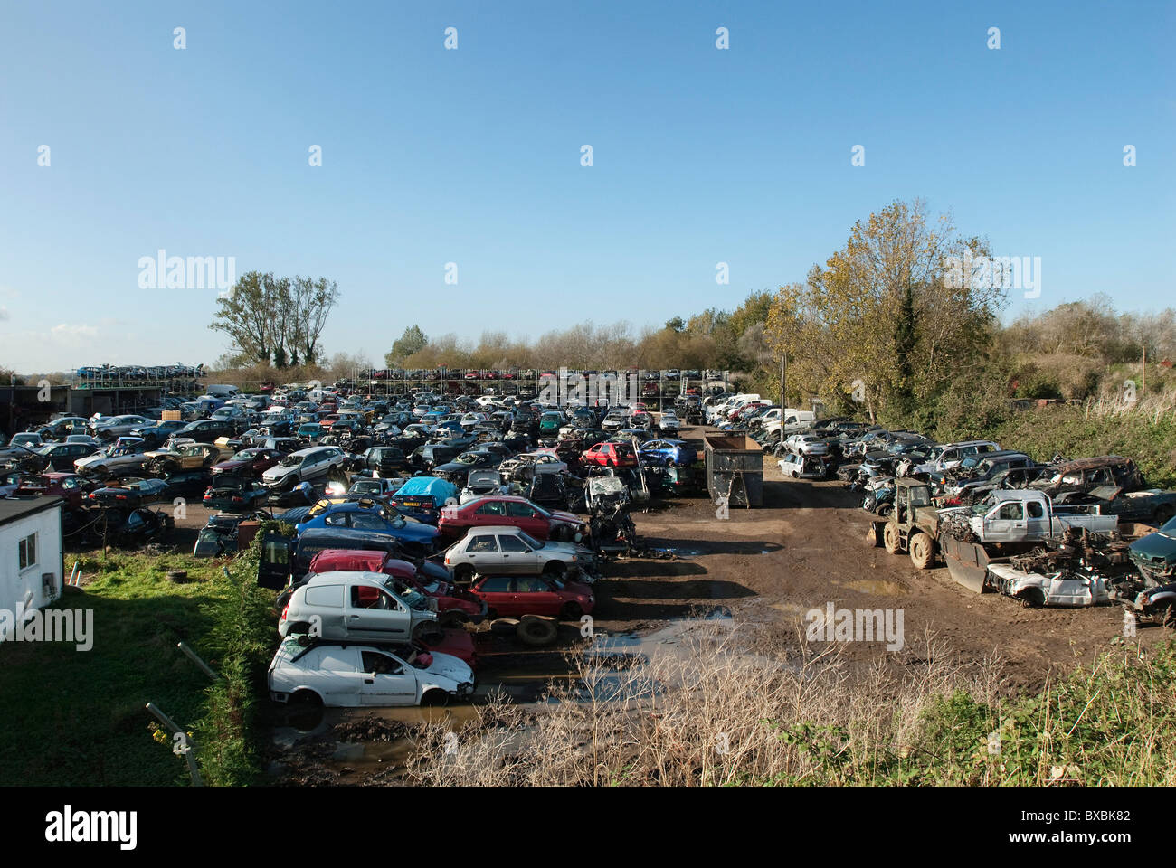Scrapyard di vetture nei pressi di Downham Market NORFOLK REGNO UNITO Foto Stock