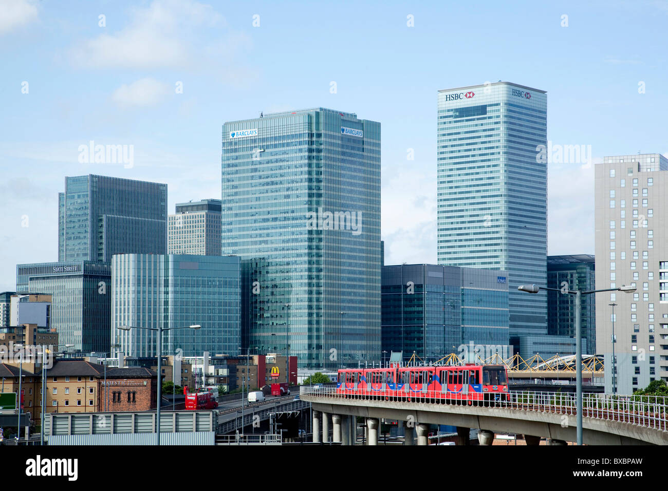 Il quartiere finanziario di Canary Wharf a Londra, Inghilterra, Regno Unito, Europa Foto Stock