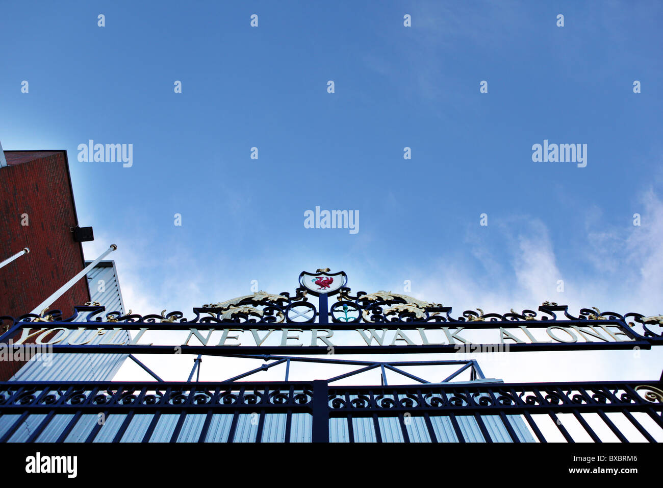 I cancelli di Anfield, Liverpool Football Club. Foto Stock