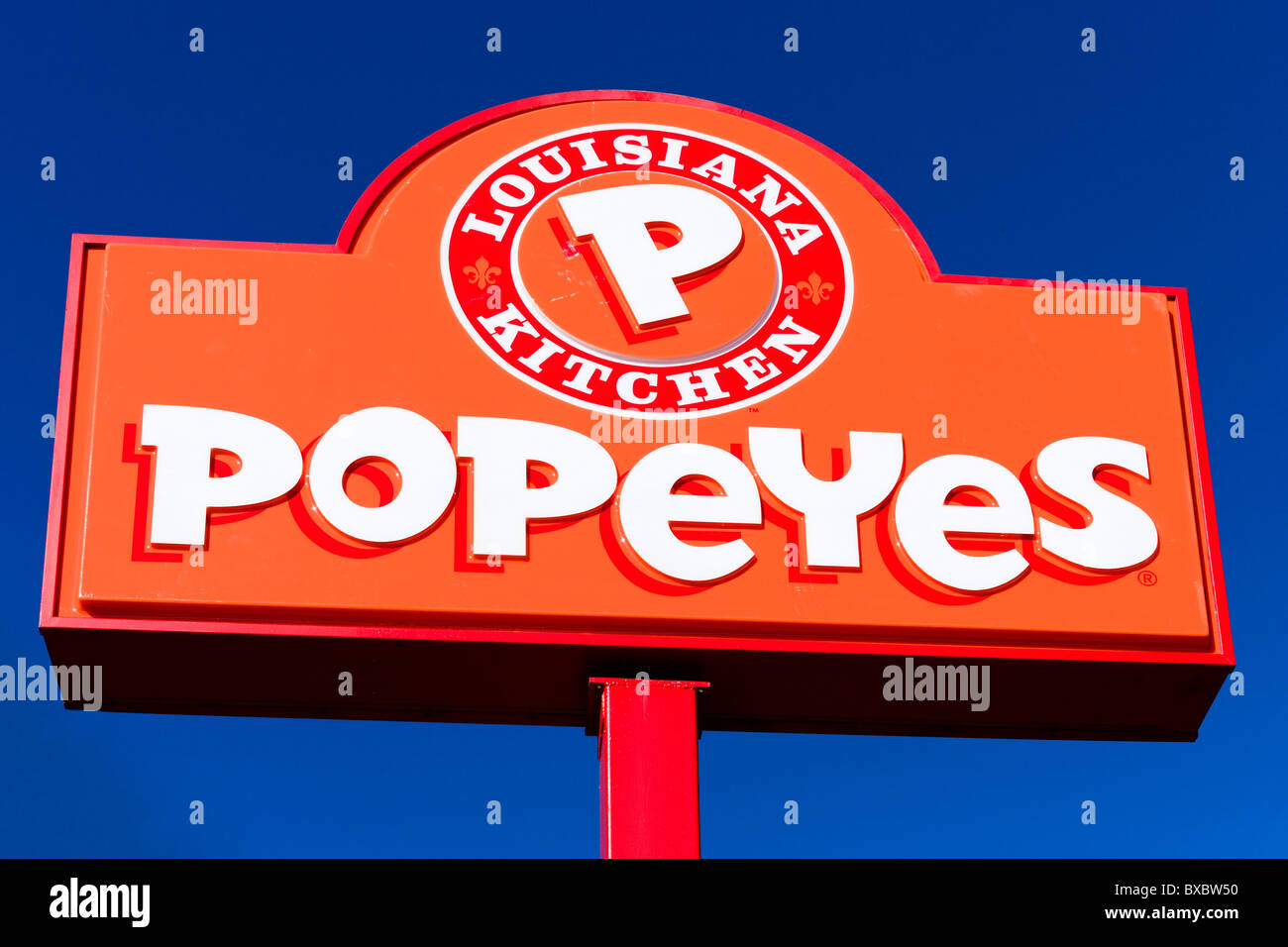 Popeyes Louisiana cucina ristorante fast food segno, Haines City Central Florida, Stati Uniti d'America Foto Stock