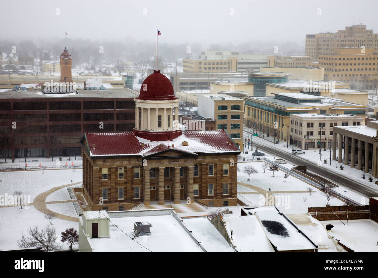 Tempesta di neve da Old State Capitol Foto Stock