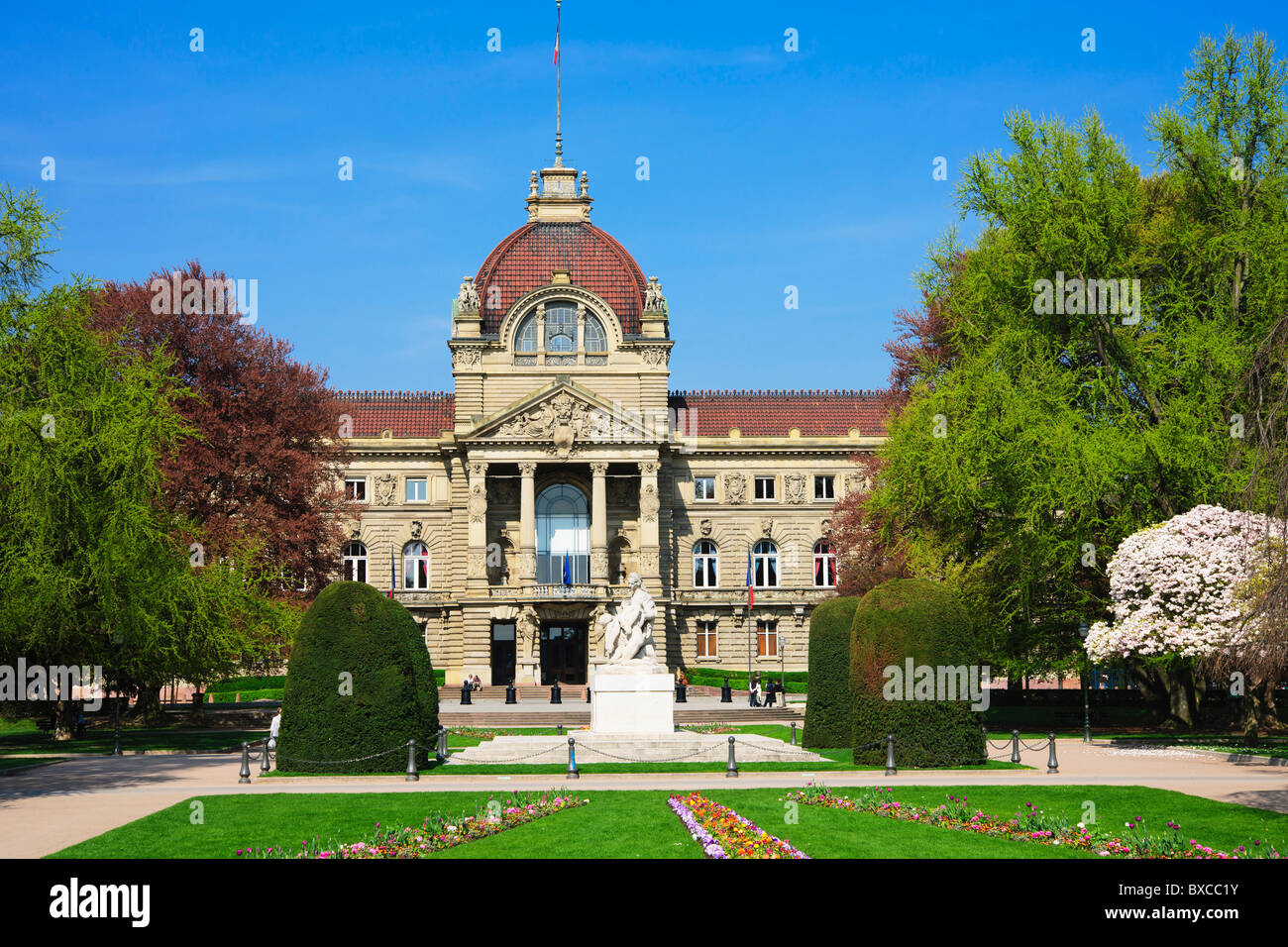 Place de la République square Strasburgo, War Memorial, Palazzo del Reno, Palais du Rhin, quartiere Neustadt, Strasburgo, Alsazia, Francia, Europa Foto Stock