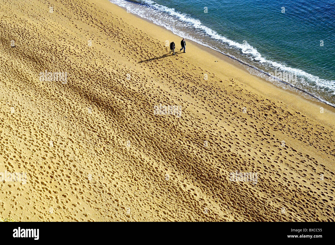 Guardando verso il basso sulla spiaggia di Burton Bradstock Foto Stock