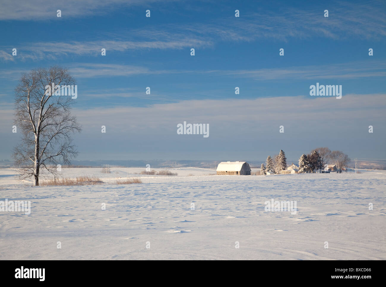 Rurale scena lungo il fiume Bluffs Scenic Byway, Clayton County, Iowa Foto Stock