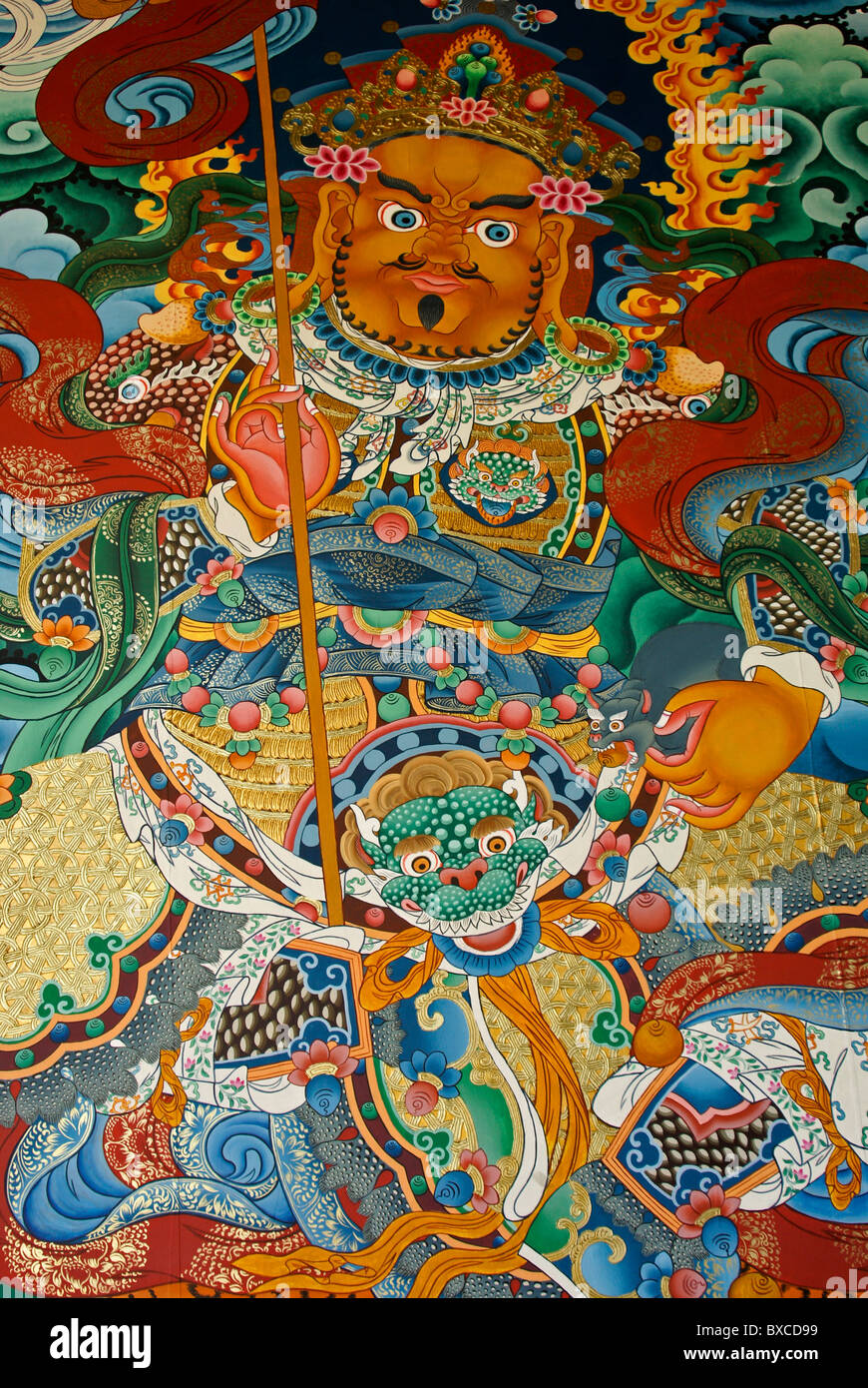 Murale nel monastero Songzanlin, Shangri-la, Yunnan, Cina Foto Stock