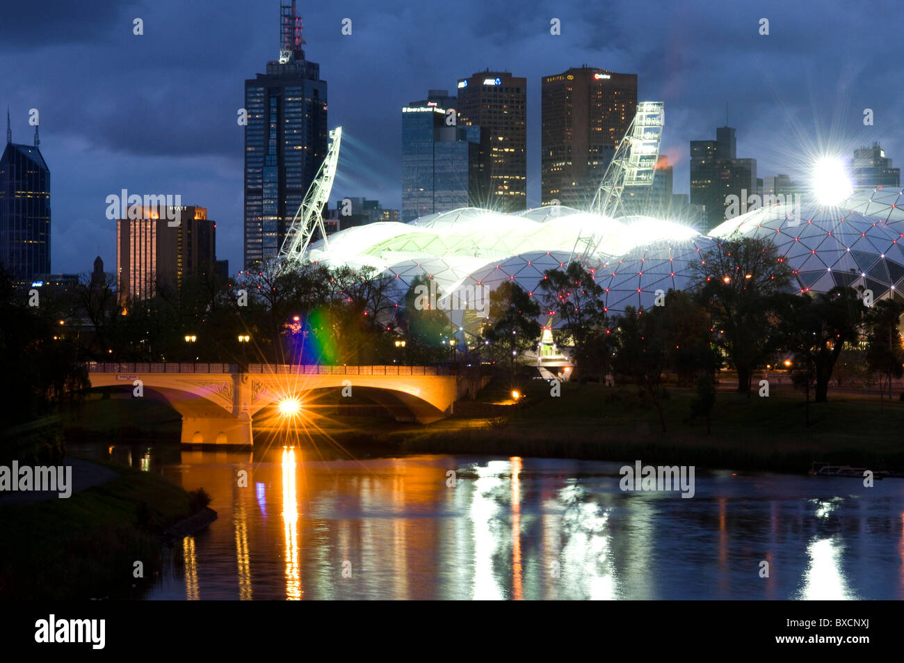 Aami Stadium e il fiume Yarra, Melbourne, Victoria, Australia Foto Stock