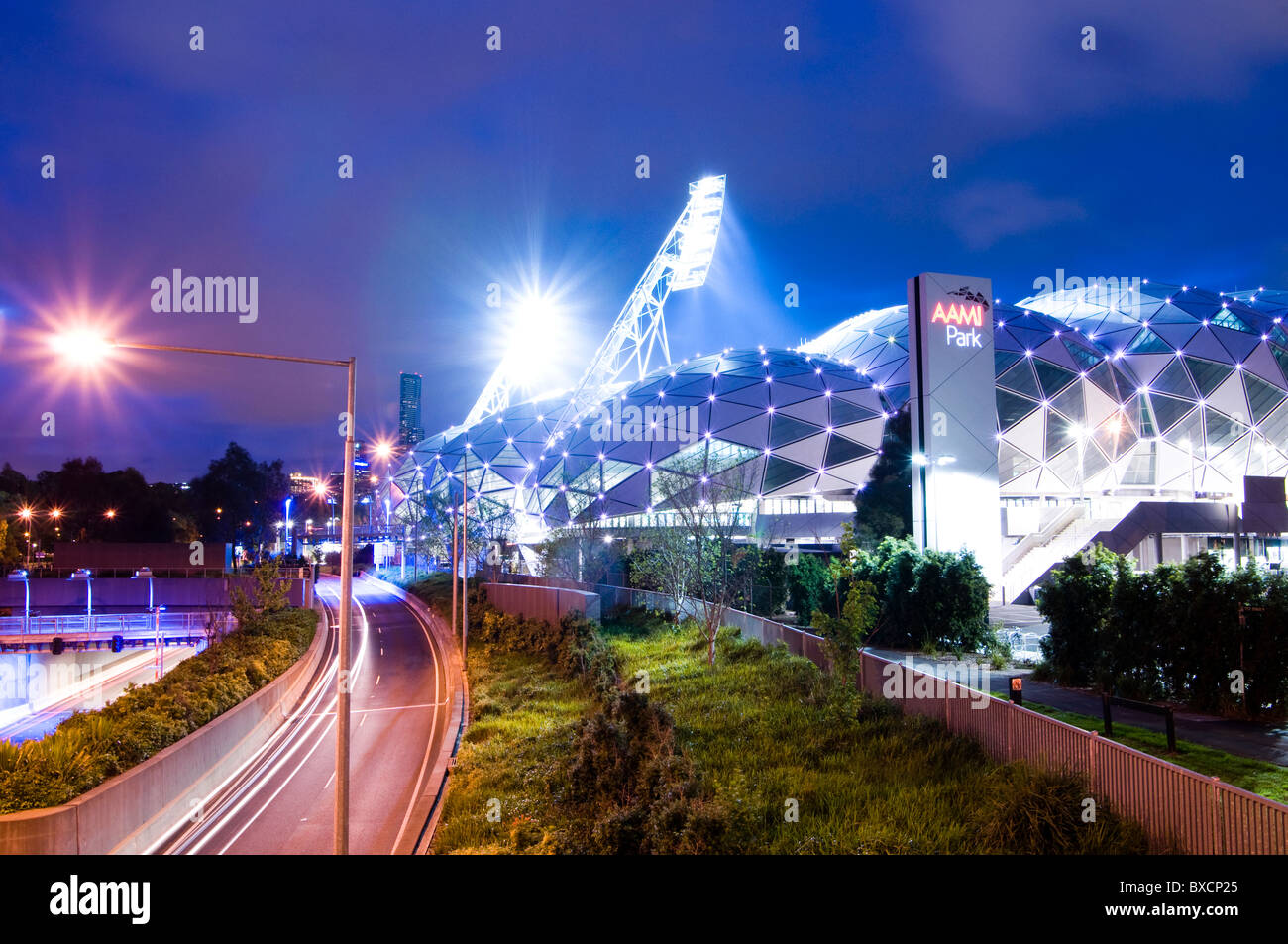 Aami Stadium e il sud-est autostrada, Melbourne, Victoria, Australia Foto Stock