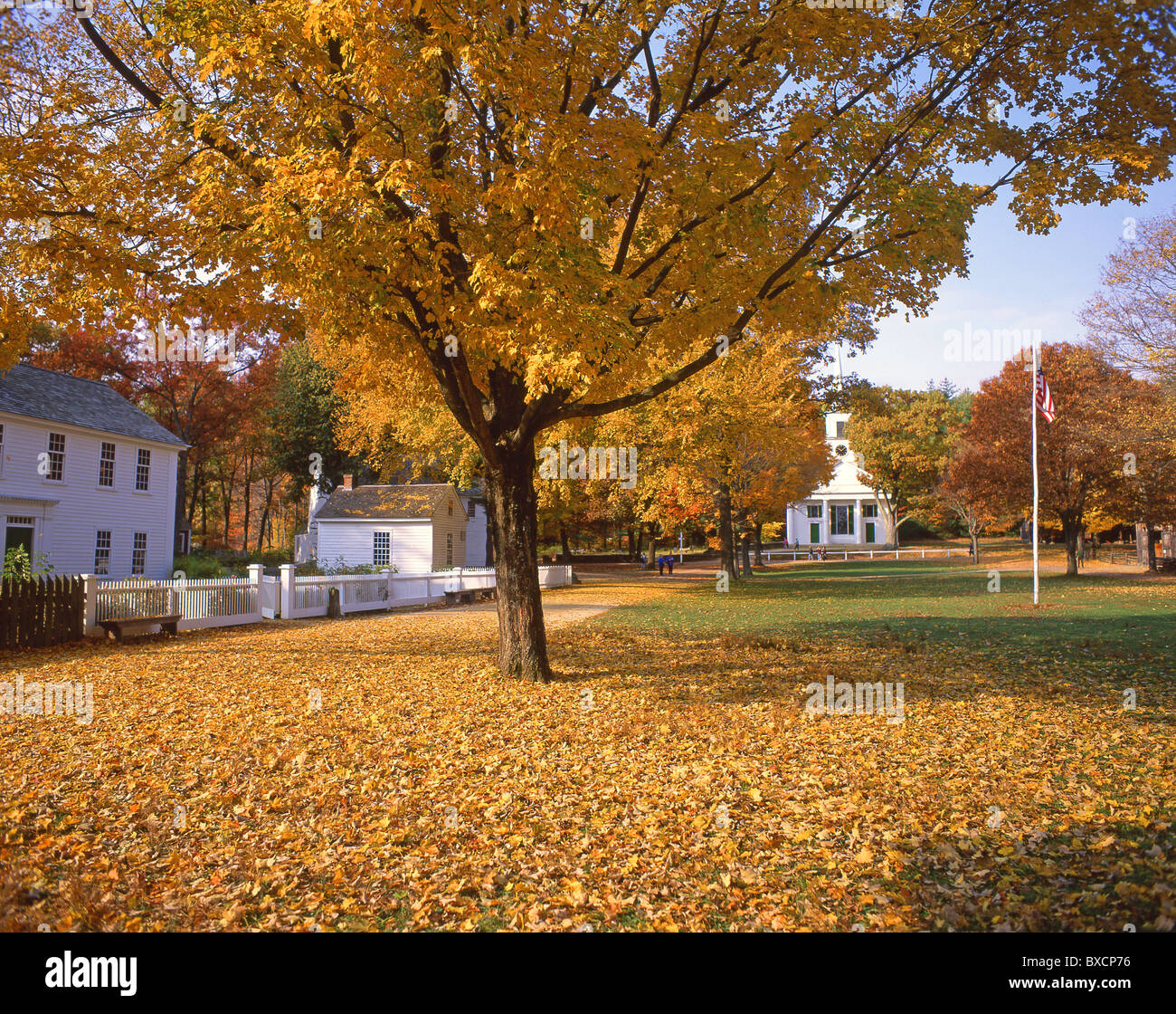 Old Sturbridge Village in autunno (caduta), Sturbridge, Contea di Worcester, Massachusetts, Stati Uniti d'America Foto Stock