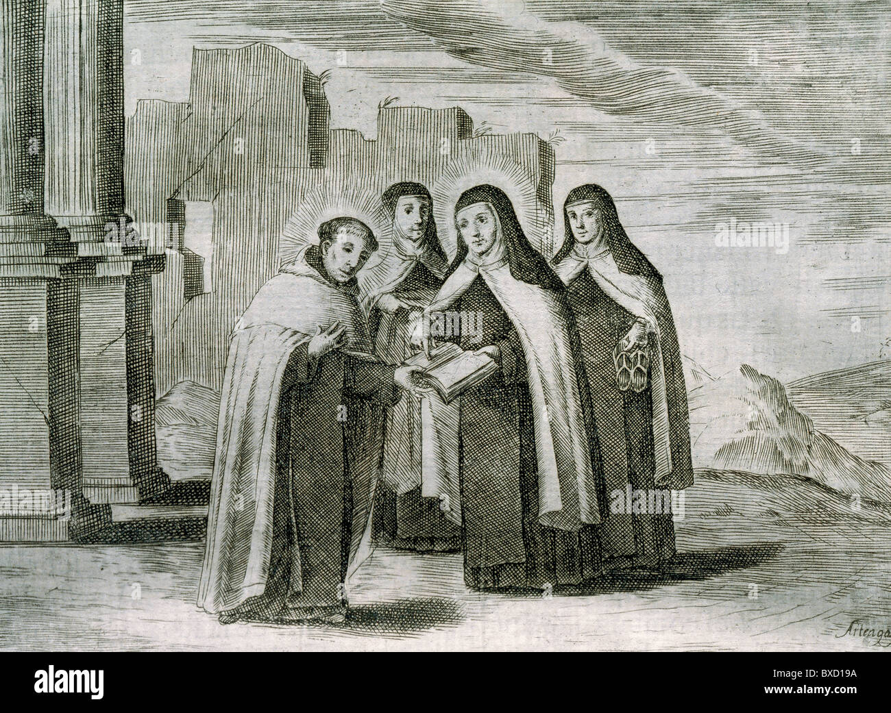 Santa Teresa di Avila e san Giovanni della Croce. Hanno stabilito i Carmelitani Scalzi. Foto Stock