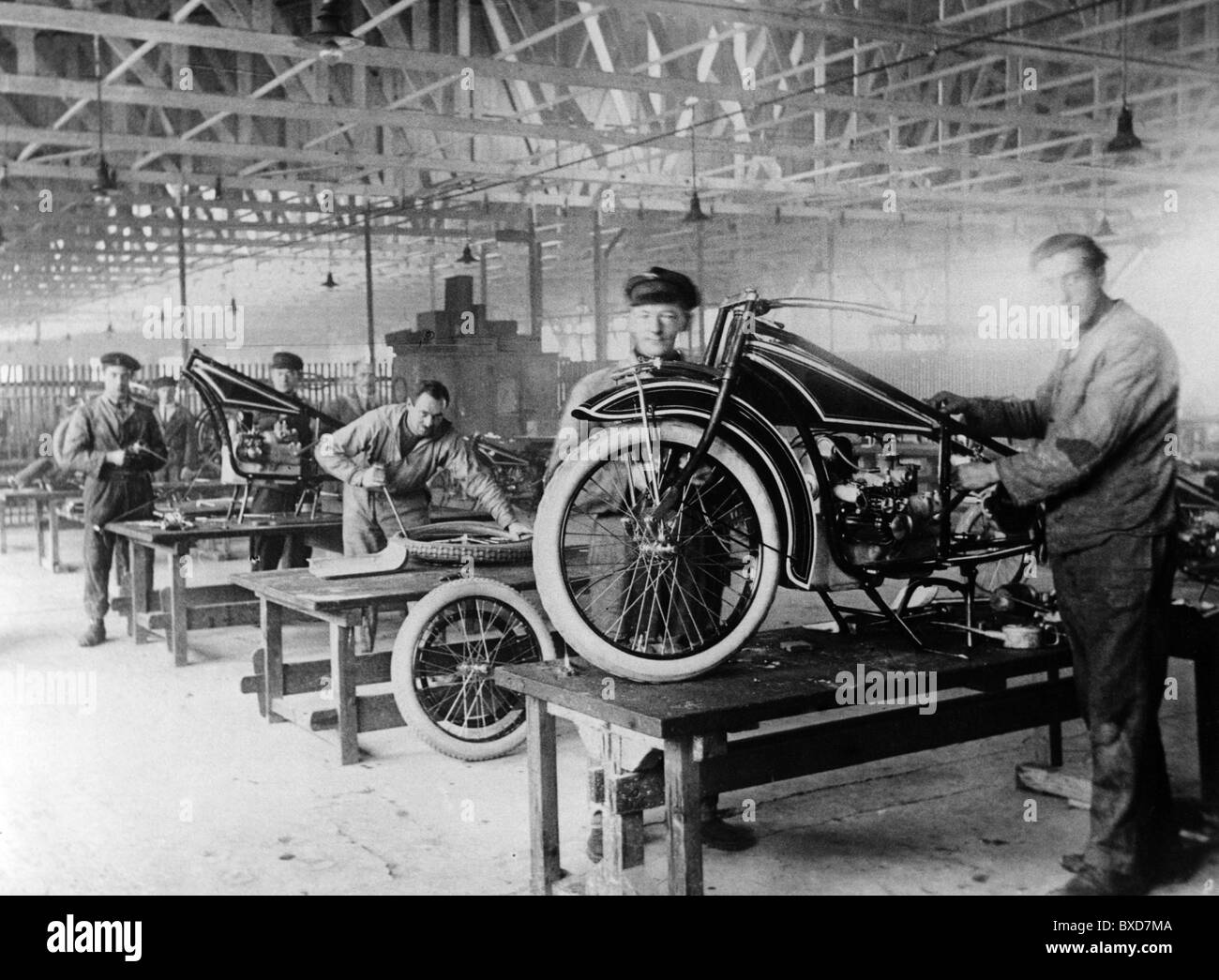 Industria, moto, BMW, produzione BMW 'R 32', Oberwiesenfeld, Monaco, Germania, 1920, , diritti-aggiuntivi-clearences-non disponibili Foto Stock