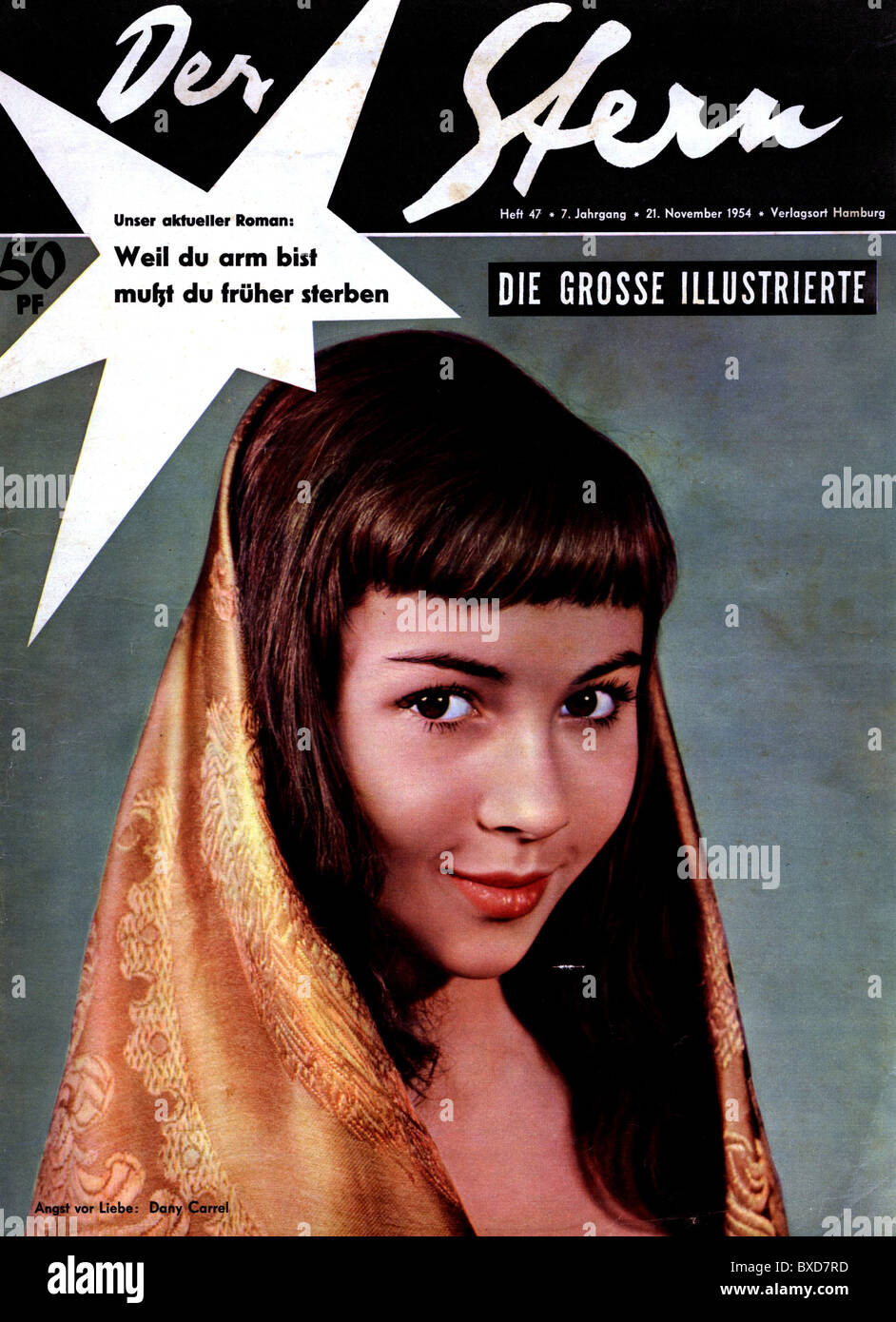Riviste / riviste, 1954, 'Der Stern', volume 7, numero 47, titolo con Dany Carrel 'Angst vor Liebe' (paura di Amore)Amburgo, 21.11.1954, diritti aggiuntivi-clearences-non disponibile Foto Stock