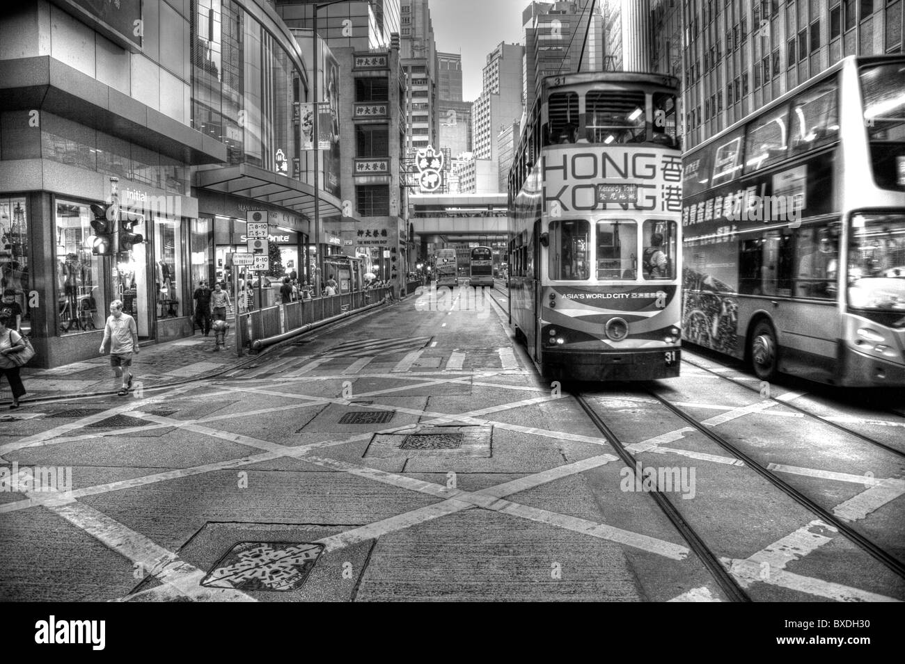 Iconico in tram in Hong Kong Trasporti e viaggi Foto Stock