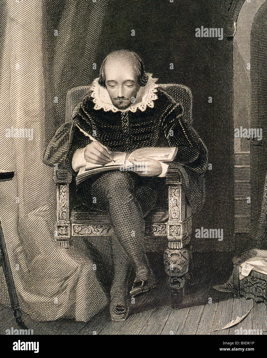 WILLIAM Shakespeare in un palazzo del XIX secolo l'incisione Foto Stock